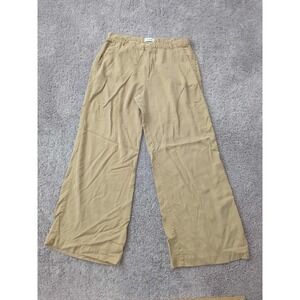 Pistola Pants Womens 32 Khaki High Rise Wide Leg 100% Cotton Classic Casual